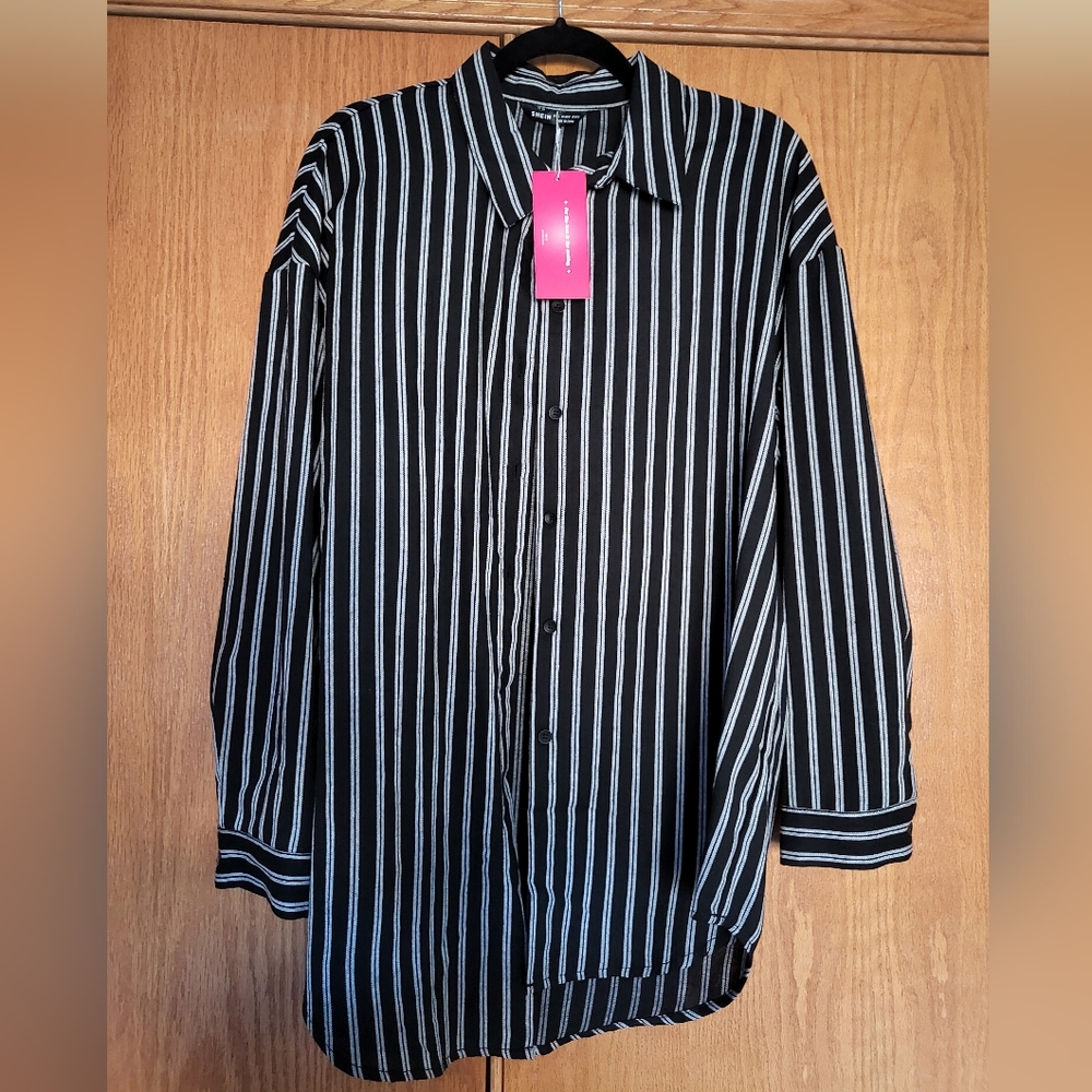 Striped Shein Button Up Size L
